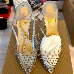 Christian Louboutin Gold Spiked Heels with Signature Stiletto